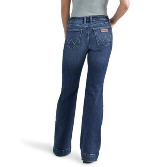 Wrangler Retro Women's Mae Mid Rise Wide Leg Trouser Cassie Jeans 112352976 - Picture 3 of 6